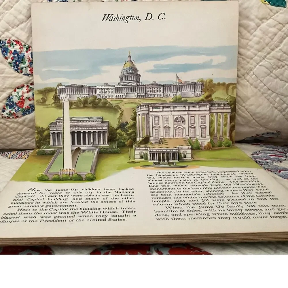 Vintage Jolly Jump-Up Pop-Up 3D Books Vacation Trips 1942 McLoughlin Bros. Inc
